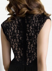 Chic Lace Paneled V Neck Slim Fit Dress