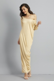 One Shoulder Ruffled Slit Maxi Dress