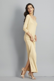 One Shoulder Ruffled Slit Maxi Dress