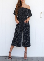 Women's Polka Dot Flounce Sleeve Jumpsuit