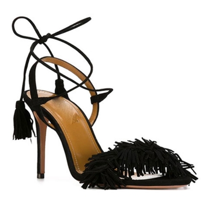 Women's Fashion Open Toe Ankle Lace up High Heels Sandals with Tassel YOYOTSHOP.com
