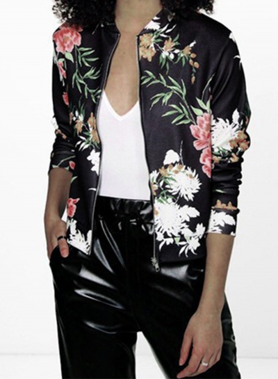 Women's Floral Full Zip Bomber Jacket YOYOTSHOP.com
