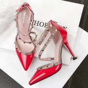 Women's Pointed Toe Rivet High Heels Pumps