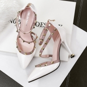 Women's Pointed Toe Rivet High Heels Pumps