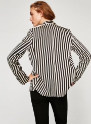 Women's Long Sleeve One Button Striped Blazer