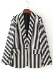 Women's Long Sleeve One Button Striped Blazer