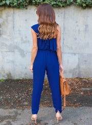 Women's One Shoulder Flounce Panel Chiffon Jumpsuit