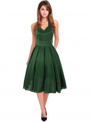 Women's Fashion A-Line Sleeveless V Neck Pleated Cocktail Dress