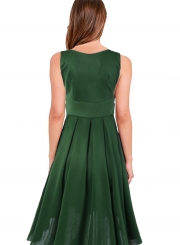 Women's Fashion A-Line Sleeveless V Neck Pleated Cocktail Dress