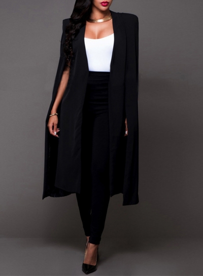 Women's Solid Open front Cape Blazer zecalaba.com