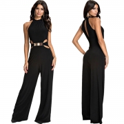 Women's Fashion Halter Sleeveless off Shoulder Wide Leg Jumpsuit