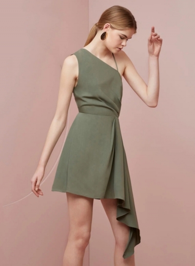 Women's One Shoulder Backless Irregular Dress