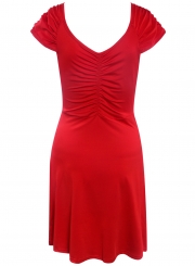 Women's Fashion Solid V Neck Sleeveless A-line Club Dress