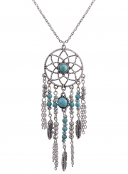 Women's Boho Turquoise Dreamcatcher Pendant Necklace