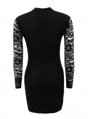 Women's Fashion Long Sleeve Lace Cut out Bodycon Dress