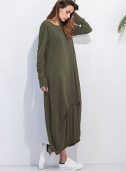 Women's Long Sleeve Loose Fit Solid Maxi Dress