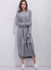 Women's Long Sleeve Loose Fit Solid Maxi Dress