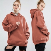 Women's Solid Loose Fit Kangaroo Pocket Pullover Hoodie