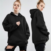 Women's Solid Loose Fit Kangaroo Pocket Pullover Hoodie