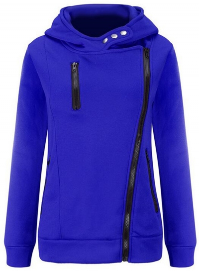 Women's Casual Long Sleeve Zipper Solid Hoddies lonhooker.com