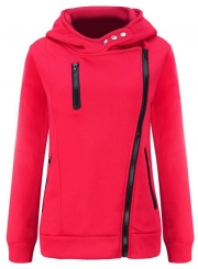 Women's Casual Long Sleeve Zipper Solid Hoddies