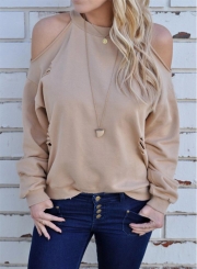 Women's off Shoulder Long Sleeve Backless Tee