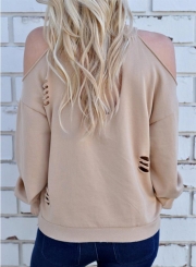 Women's off Shoulder Long Sleeve Backless Tee