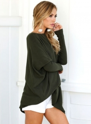 Solid Long Sleeve Knit Tee Shirt