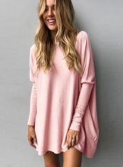 Solid Long Sleeve Knit Tee Shirt