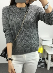 Casual Long Sleeve Chunky Knit Pullover Sweater