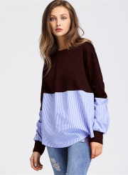 Casual Round Neck Long Sleeve Splicing Sweatshirt