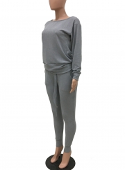 Solid Long Sleeve Sweatshirt Pencil Pants Set