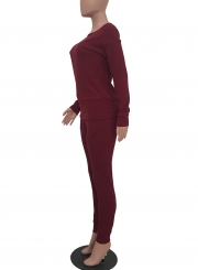 Solid Long Sleeve Sweatshirt Pencil Pants Set