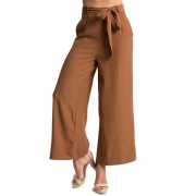 Belt Decoration Solid Wide Leg Pants