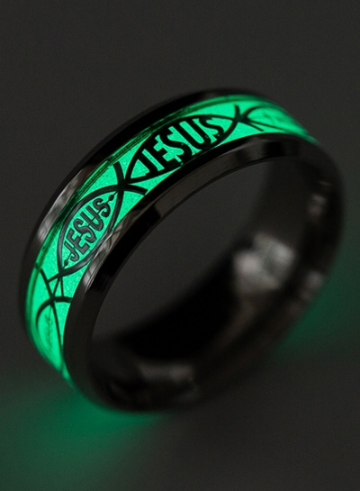 Titanium Steel Fluorescent JESUS Ring