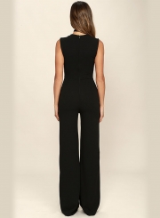 Sleeveless Solid Wide Leg Jumpsuit