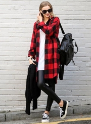 Long Sleeve Plaid Loose Button down Shirt