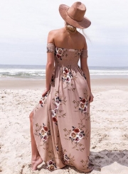 Boho Floral Off Shoulder Split Maxi Dress