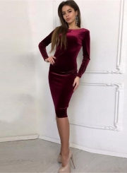 Long Sleeve Bodycon Velvet Party Dress