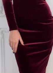 Long Sleeve Bodycon Velvet Party Dress