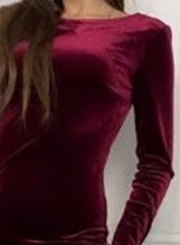 Long Sleeve Bodycon Velvet Party Dress