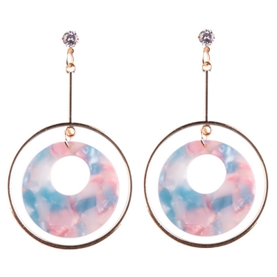Fashion Round Circle Shape Colorful Earrings