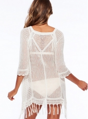 Half Sleeve Beachwear with Tassel Beach Cover Up