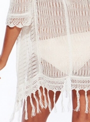 Half Sleeve Beachwear with Tassel Beach Cover Up