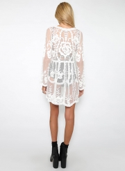 Long Sleeve Sheer Lace Dress