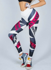 Fashion High Waist Letters Printed Sports Leggings