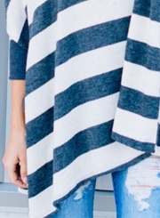 Fashion Loose Fit Stripe Pullover Batwing Sleeve Tee