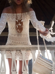 Crochet Knit Bikini Cover-up Beachwear with Tassel