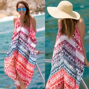 Printed V Neck Sleeveless Cover-up Beachwear Dress