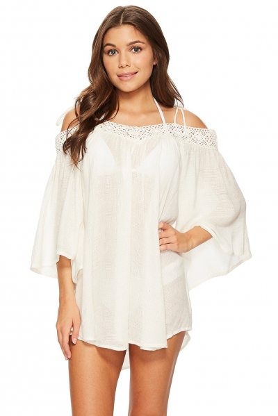 White Breeze Crochet Off-the-shoulder Beachwear YOYOTSHOP.com